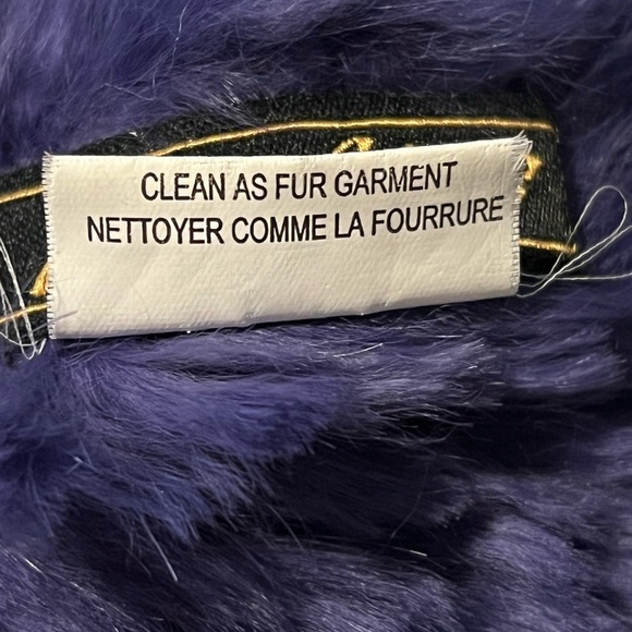 Mitchies Rare Rabbit Fur Scarf Luxury VTG Purple Fringed - Picture 4 of 5